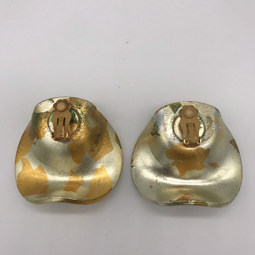 WONDERFUL 1980'S VINTAGE SILVER GOLD Earrings - Picture 7 of 7